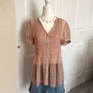Gorgeous sheer floral button up top